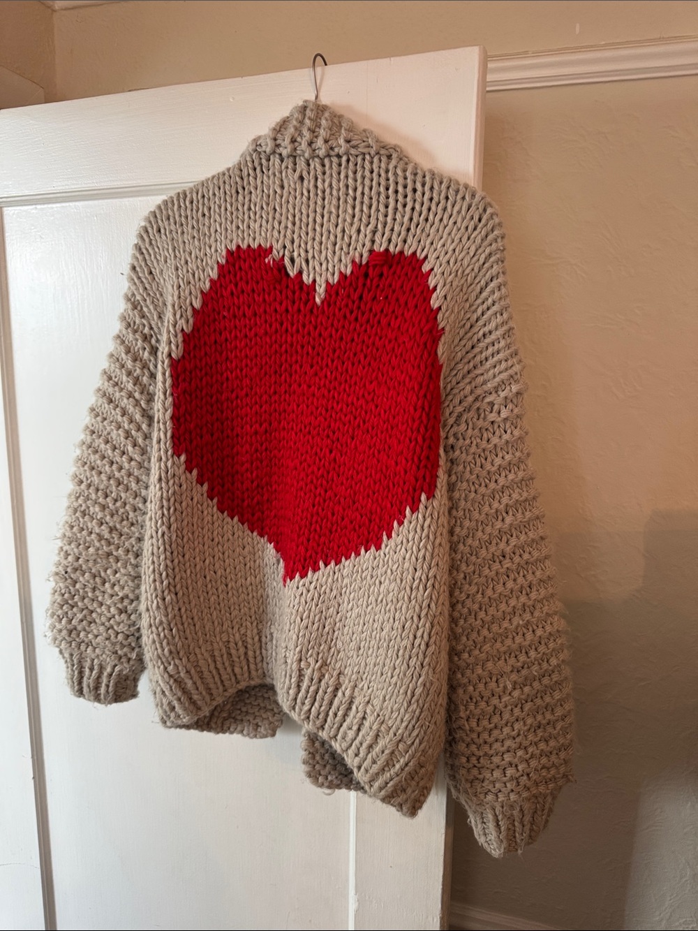 Wool Blend Heart Knit Sweater